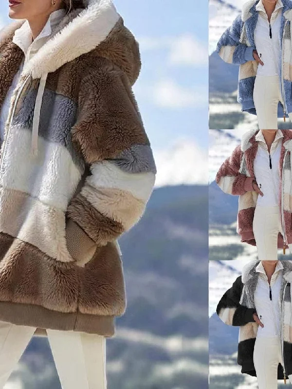 Winter Coat for Women Oversize Long Teddy Bear Coat Warm Thickening Fleece Faux Fur Coats Winter Jacket Women Long Sleeve Top Tiered Jacket Buttoned Jacket Zippered Jacket