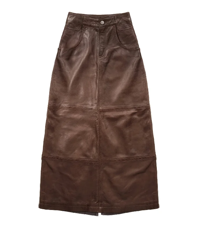 Long Leather Skirt high slit skirt