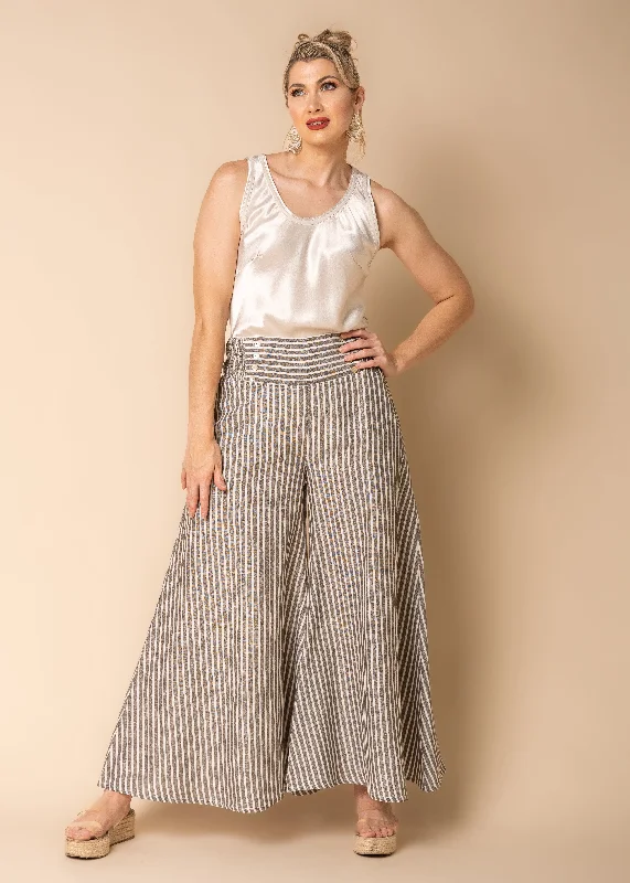 Estella Linen Blend Pants in Khaki Casual Sweatpants Style
