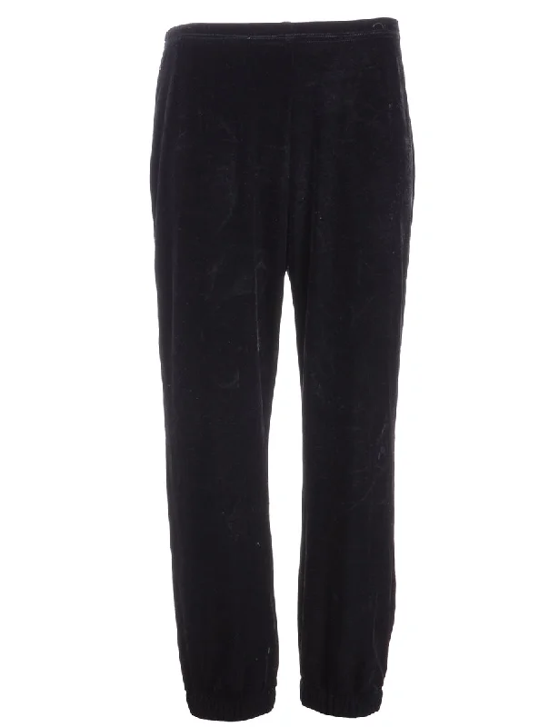 Reworked Velvet Track Pants - W26 Trendy High-Waist Trousers