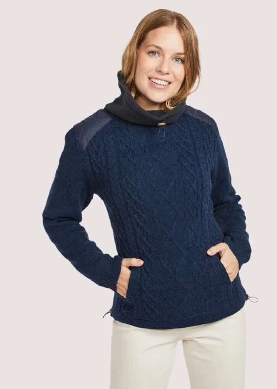 Women's Lined Aran Cowlneck Sweater | Clearance Oversized Loose Flowy