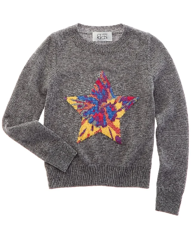 Autumn Cashmere Jacquard Tie-Dye Star Wool & Cashmere-Blend Sweater Glossy Satin Silk