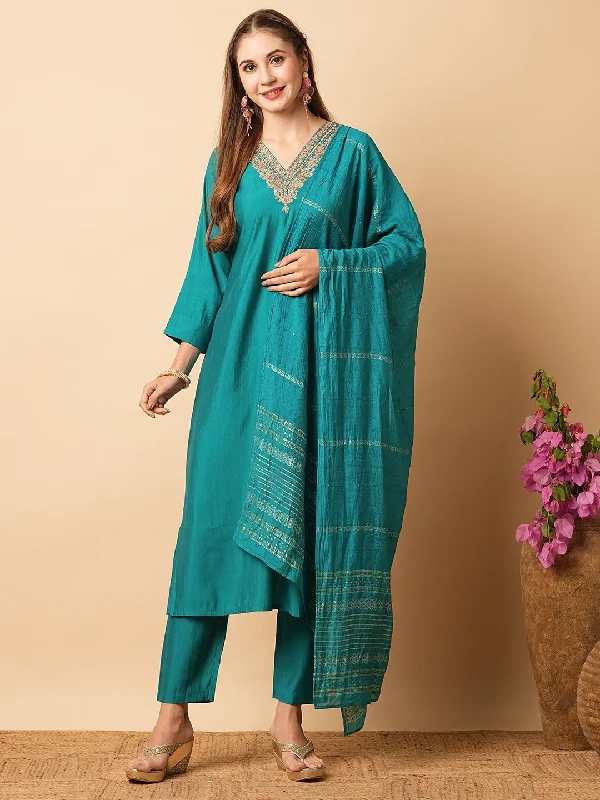 Teal Blue Designer Readymade Pant Suit With Embroidery Printed Work Soft Stretch Leggings Teal Blue Designer Readymade Pant Suit With Embroidery Printed Work Soft Stretch Leggings