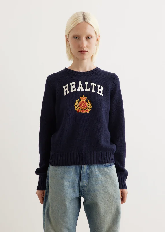 NY Health Crest Knitted Sweater Striped Floral Plaid