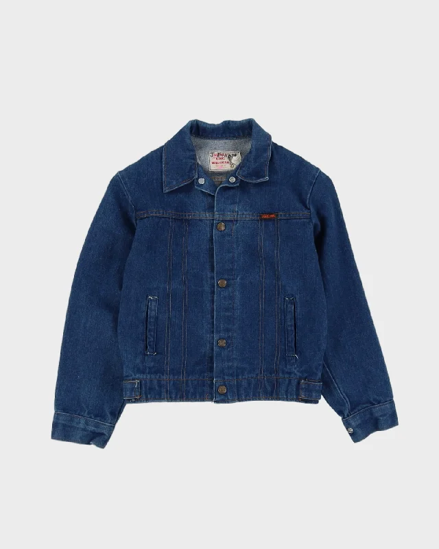 Vintage 80s Saddle King Western Blue Denim Jacket - XS / S Denim Fabric Leather Fabric Suede Fabric
