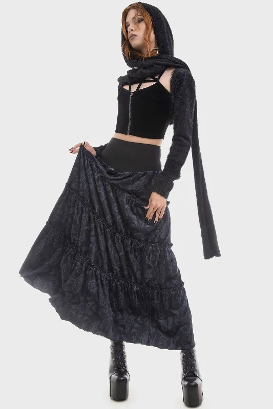 Half Vamp Maxi Skirt pleated skirt texture