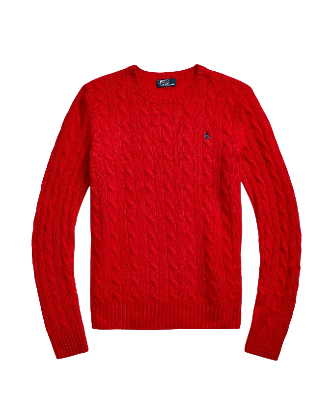 Cable-knit Wool-cashmere Sweater - Red High Neck Crew Neck V-Neck