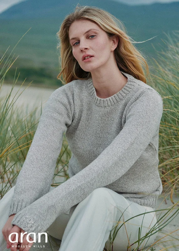 Aoife Merino Wool Crewneck Sweater | Oatmeal Zippered Front Buttoned Front Snap Front