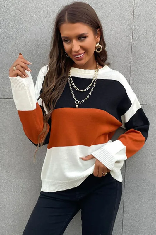 Longing For Fall Color Block Sweater Boxy Sweater Fitted Sweater A-Line