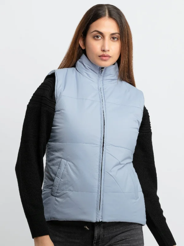 Womens Quilted Reversible High Neck Sleeveless Jacket Jacket Blazer Coat