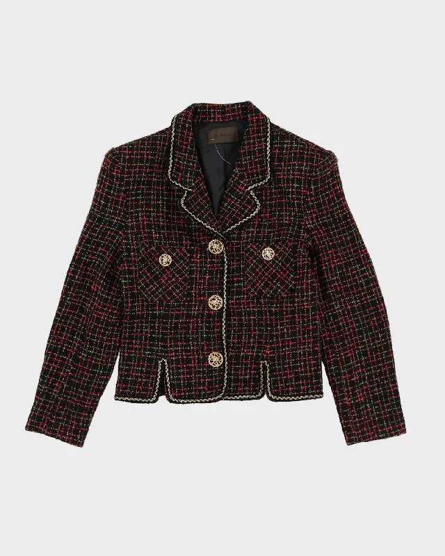 Y2K Black And Pink Woven Blazer Jacket - XS / S Hoodie Zip-Up Jacket Button-Up Jacket
