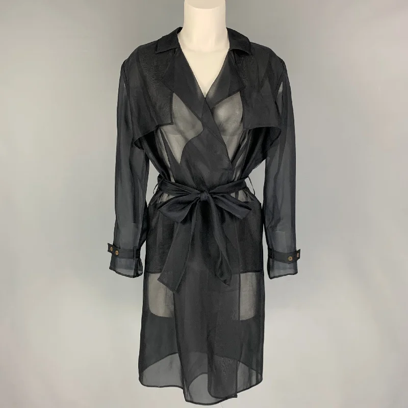 PORTS 1961 Size 8 Black See Through Notch Lapel Jacket Wool Jacket Cashmere Jacket Tweed Jacket