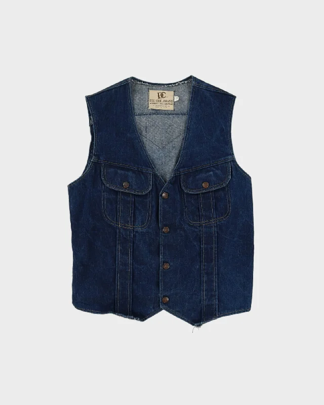 Vintage 70s Dee Cee Western Wear Blue Denim Vest Jacket - M Chenille Fabric Brocade Fabric Lace Fabric