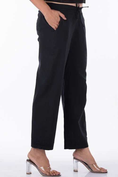 Dharan "Sheena Pants" Black  Textured Straight Pants Stylish Harem Pants