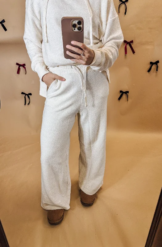 Heating Up Sanibel Ivory Wide Leg Lounge Pant Casual Wide Pants