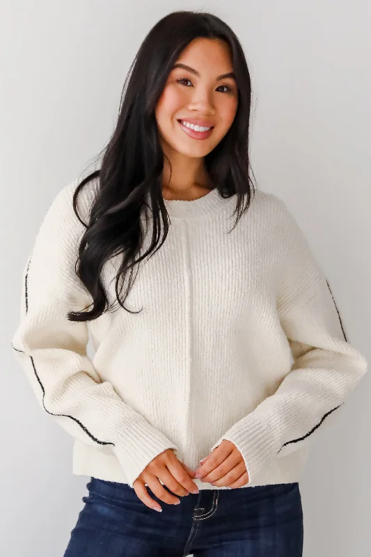 FINAL SALE - Charismatic Sense Cream Sweater Elasticated Padded Insulated