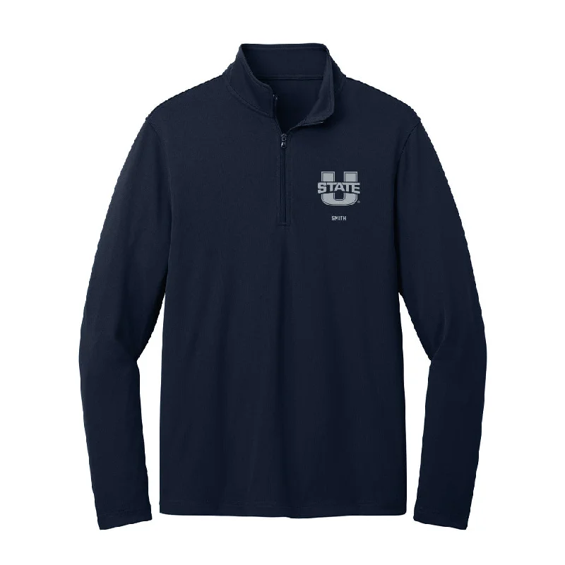 Utah State - NCAA Women's Cross Country : Brianne Smith - Lightweight Quarter Zip Jacket Appliqued Jacket Beaded Jacket Sequined Jacket