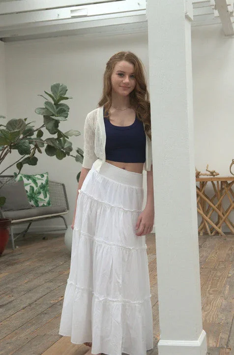 Katie J *JUNIOR* Meadow Maxi Skirt WHITE lace skirt romantic