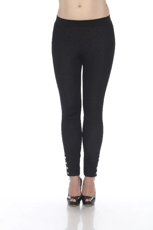 "Bree" Black Pull On Pants Comfortable Denim Trousers