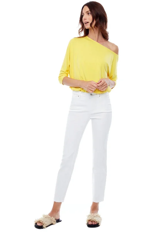 Up-Dated Denim Pant in White, Denim and Black 67707iUP by UP! Comfy Zip-Up Pants