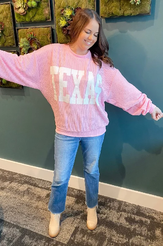 Texas Corduroy Graphic Pink Sweater Satin Fabric Silk Fabric Chiffon Fabric