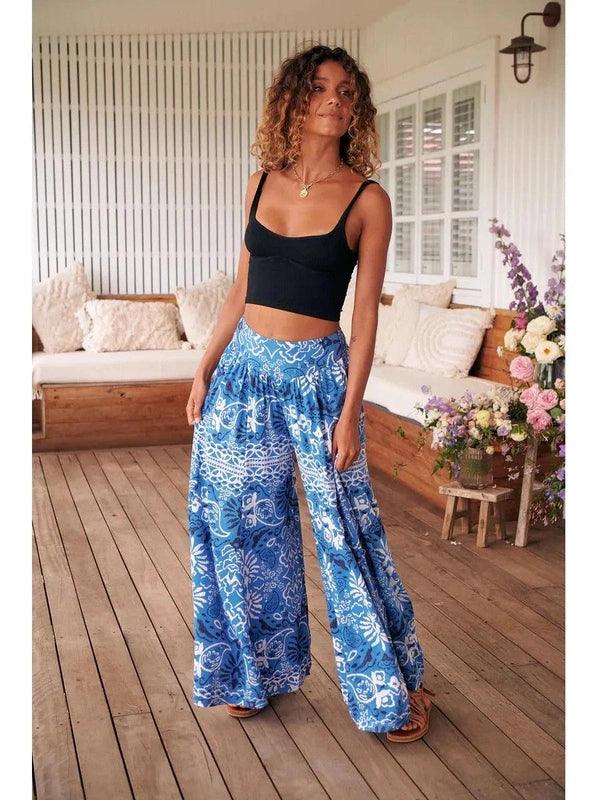 JAASE Azula Print Serge Wide Leg Pants Lightweight Jogger Pants