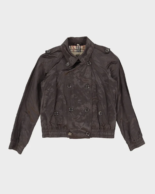 Burberry London Grey Coach Style Jacket - S Hoodie Zip-Up Jacket Button-Up Jacket