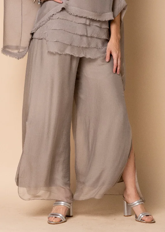 Gia Silk Pants in Mocha Classic Pleated Pants