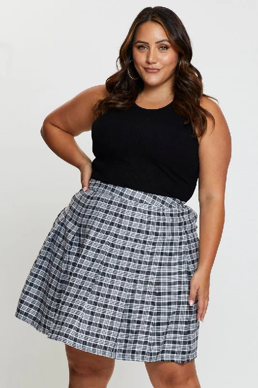 Check Mini Tennis Skirt Pleated leather skirt refined