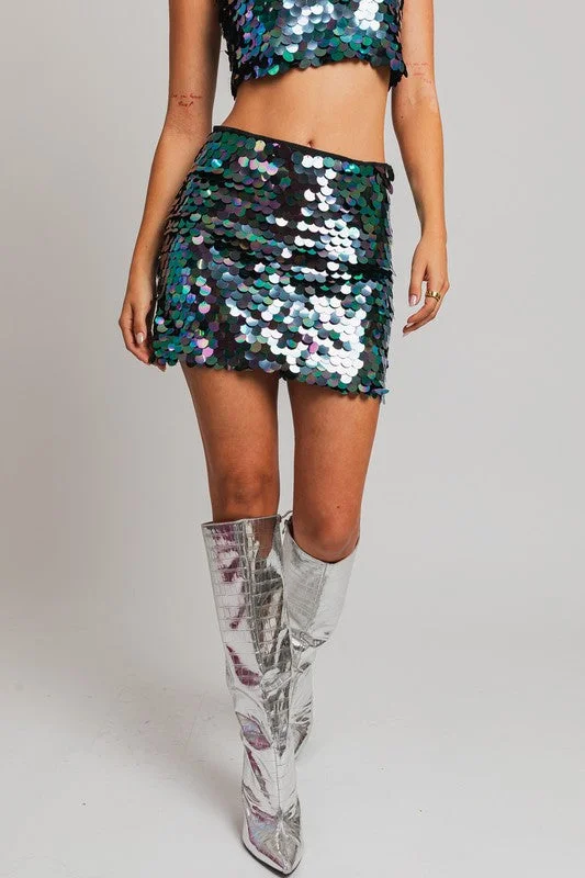 Mermaid To Dance Sequin Mini Skirt - Final Sale low waist skirt