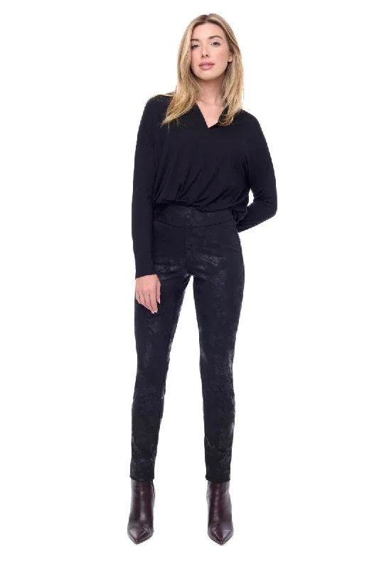 Flora Ponte Full-Length Slim Pant in Flora 67926UP by UP! Casual Drawstring Pants
