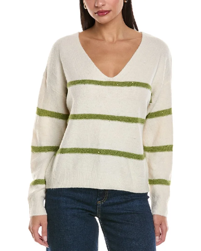 ANNA KAY Kelly Moi Striped Cashmere-Blend Sweater Silk Blend Satin Velvet