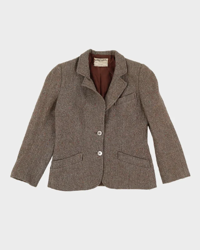 Vintage Jaeger Brown Tweed Blazer Jacket - S Faux Fur Jacket Real Fur Jacket Shearling Jacket