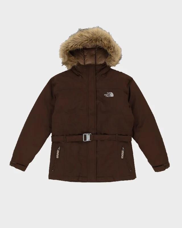The North Face Brown Hooded Jacket - M Faux Fur Jacket Real Fur Jacket Shearling Jacket The North Face Brown Hooded Jacket - M Faux Fur Jacket Real Fur Jacket Shearling Jacket