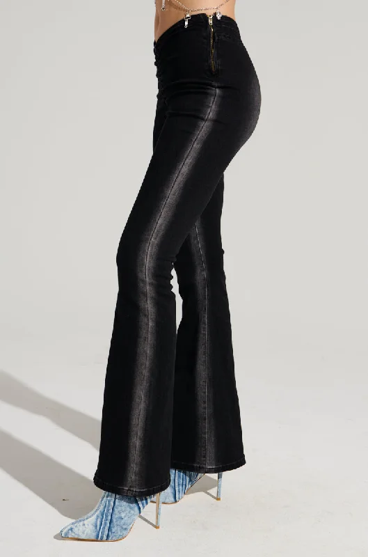 CINCHED UP DENIM PANT IN BLACK Comfortable Wide-Leg Pants