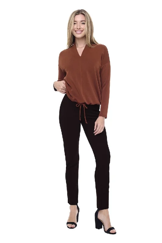 Ponte Slim Cross Stitch Pintouch Ankle Pant in Black 67866UP by UP! Classic Stretch Pants