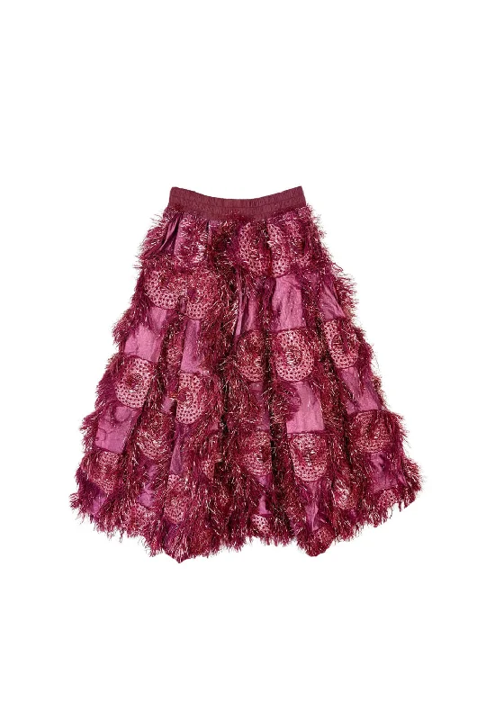 Eyelash Skirt - Bordeaux Eyelash leather skirt sleek