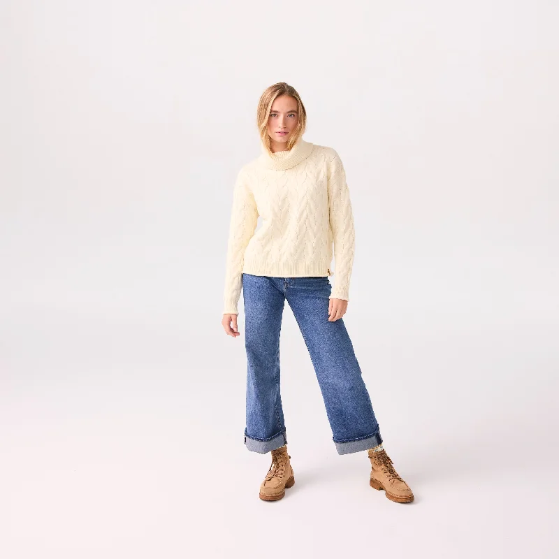 Women's Fisherman Cowlneck Sweater Turtle Neck Boat Neck Asymmetrical Neck