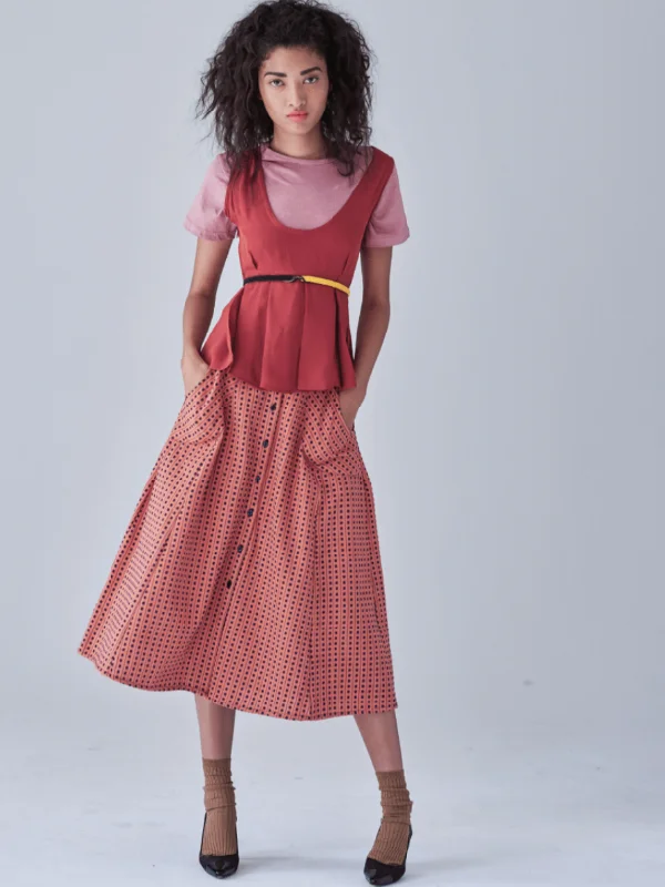 Woven A-Line Skirt velvet skirt rich