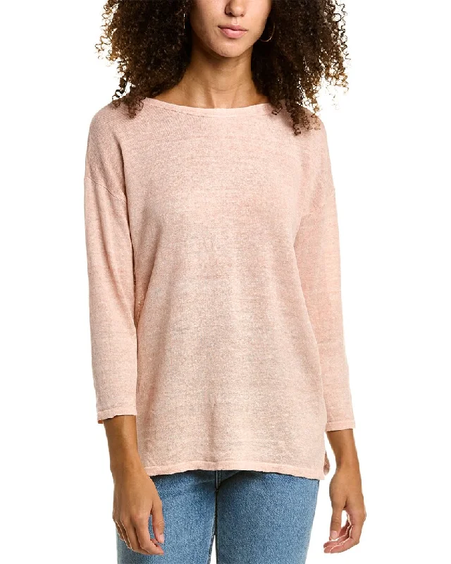J.McLaughlin Alva Linen Crewneck Sweater Embroidered Appliqued Beaded