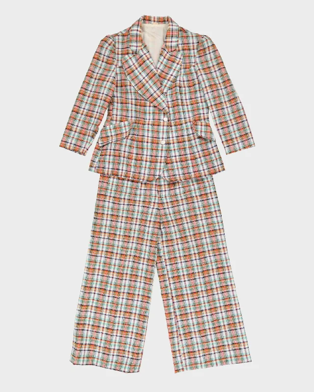Vintage 1970s Green Checked Jacket And Trousers Suit - S Oversized Jacket Tailored Jacket Straight Jacket Vintage 1970s Green Checked Jacket And Trousers Suit - S Oversized Jacket Tailored Jacket Straight Jacket