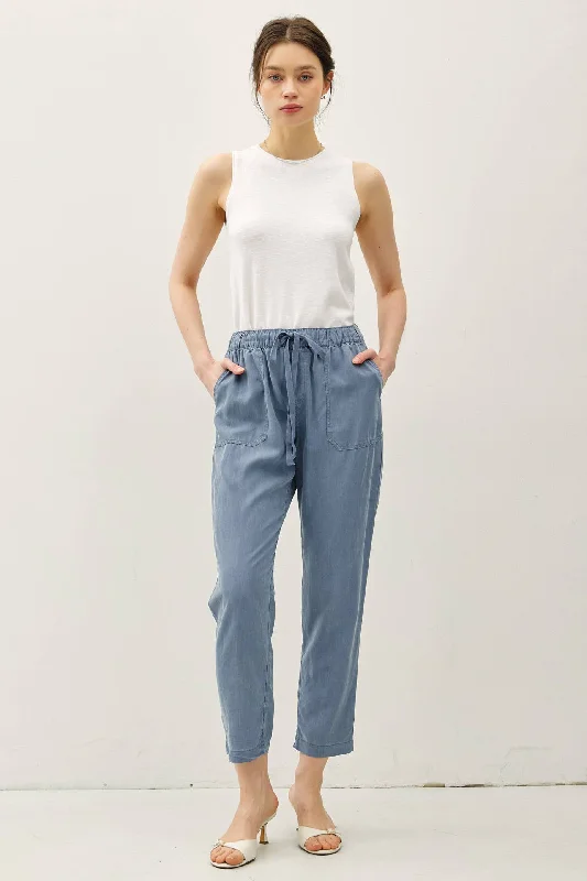 Tencel Tapered Pants | Slate Blue Classic Straight-Leg Pants