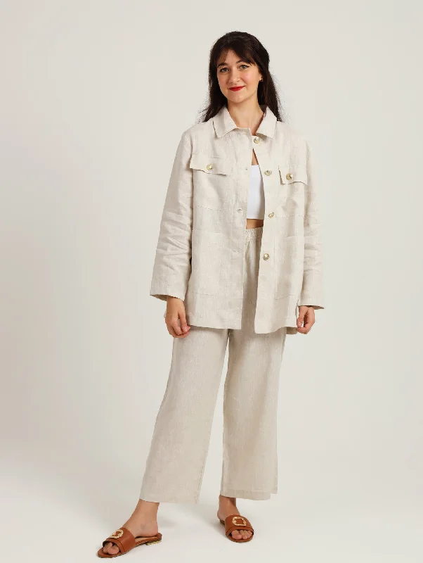 Classic Pants- Oatmeal Wide-Legged Palazzos