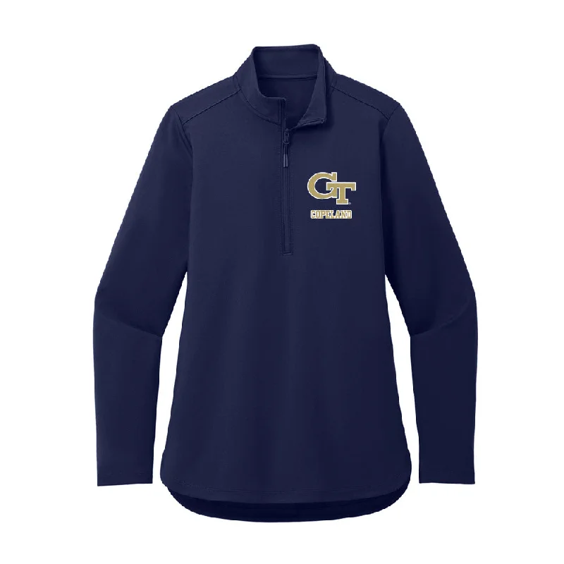 Georgia Tech - NCAA Women's Cross Country : Sarah Copeland - Women's Premium Quarter Zip Jacket Front Pockets Side Pockets Patch Pockets