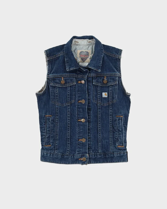 2000s Carhartt Sleeveless Denim Jacket Waistcoat - S Print Jacket Jacquard Jacket Patchwork Jacket 2000s Carhartt Sleeveless Denim Jacket Waistcoat - S Print Jacket Jacquard Jacket Patchwork Jacket