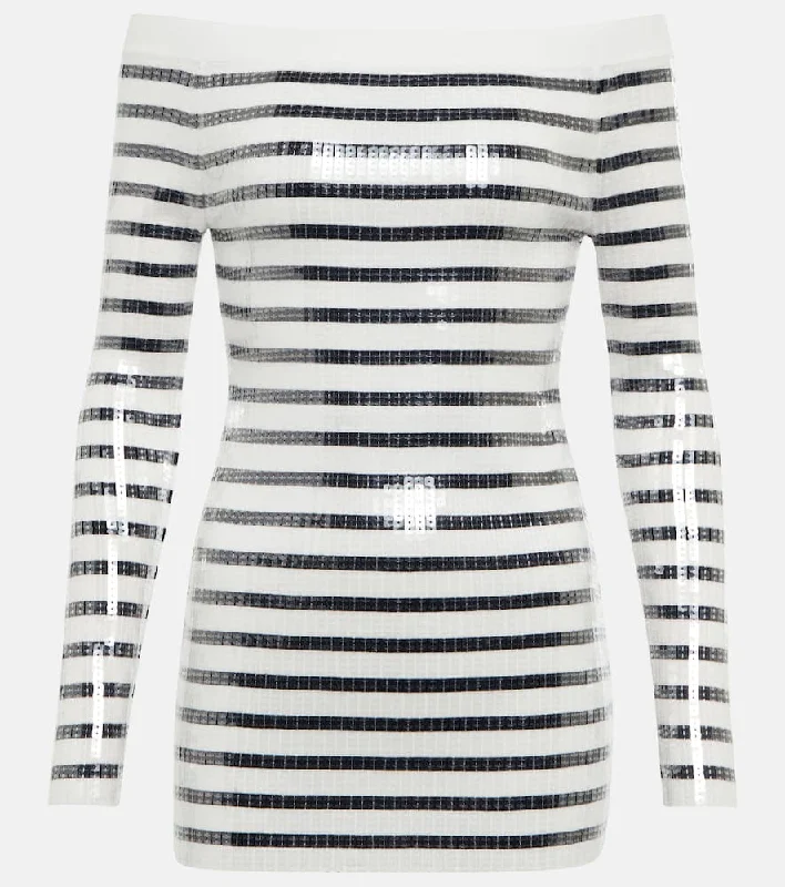 Jean Paul Gaultier Sequined striped sweater minidress Sequined Glittery Shiny