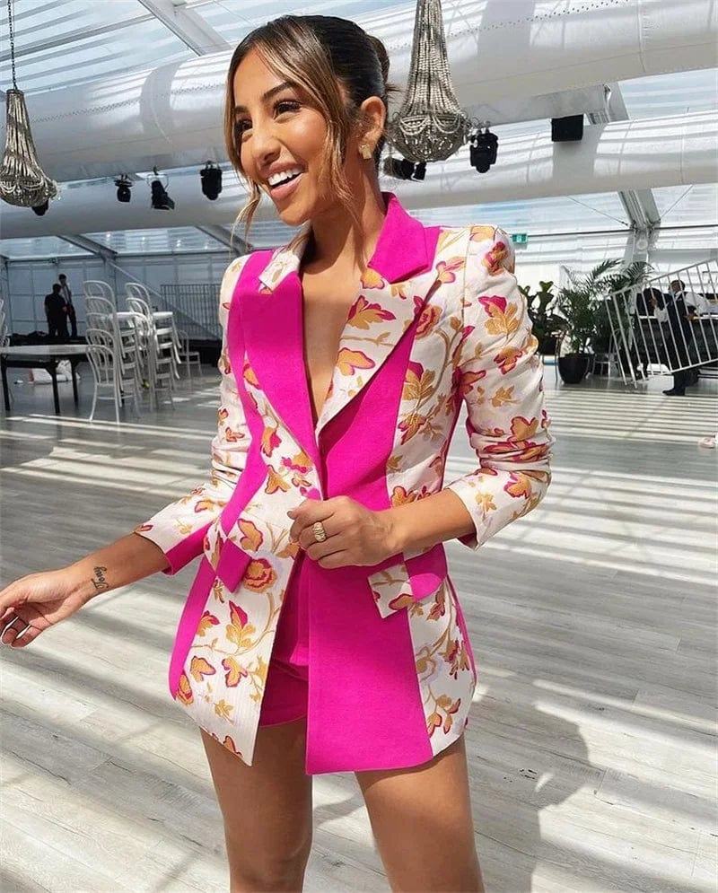 Satin Evening Dress Women Suits Set 2Pcs Blazer+Short Pant Party Prom Dresses Floral Ins Hot Girl Jacket Outfits Robe De Mariée Denim Jacket Leather Jacket Suede Jacket