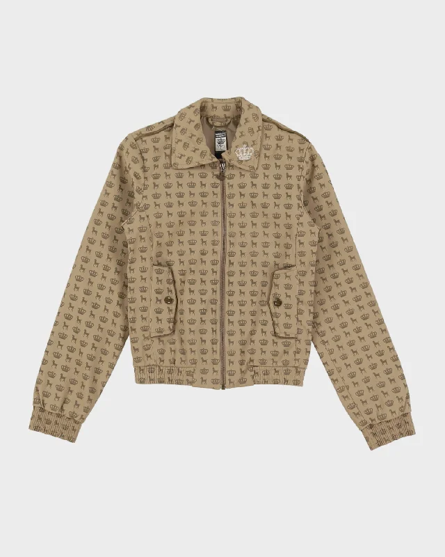 Adidas X Missy Elliot Respect Me Brown All Over Print Jacket - XS Wool Fabric Cashmere Fabric Tweed Fabric