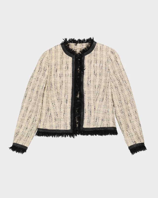 Escada Cream Woven Jacket - S Front Pockets Side Pockets Patch Pockets