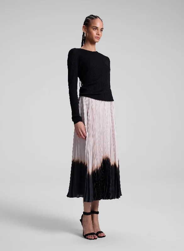 Tatum Pleated Midi Skirt silk skirt sleek